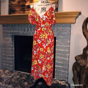 Red floral wrap dress 💞